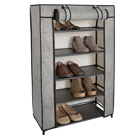 Simplify 5 Tier Shoe Organizer with Cover 4124-BLACKFEJ